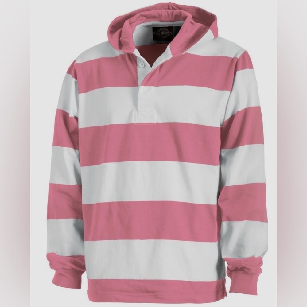 Charles River Apparel Pink and White Striped Hoodie